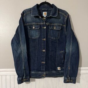 Carhartt Women’s Size M 8/10 Brewster Dark Wash Denim Jean Trucker Jacket